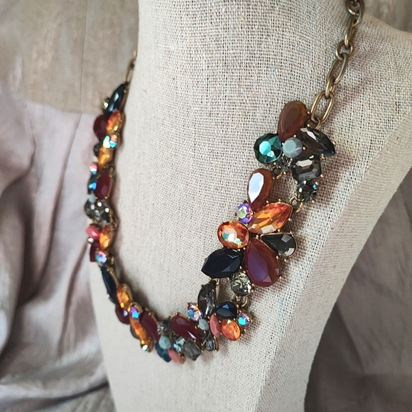 J. Crew Mega Rhinestone Collar Bone Bib Statement Necklace New With Dustbag - Picture 2 of 14